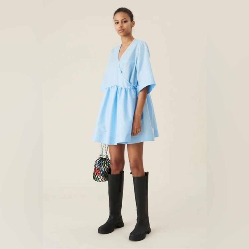 Ganni Tafetta Mini Wrap Dress